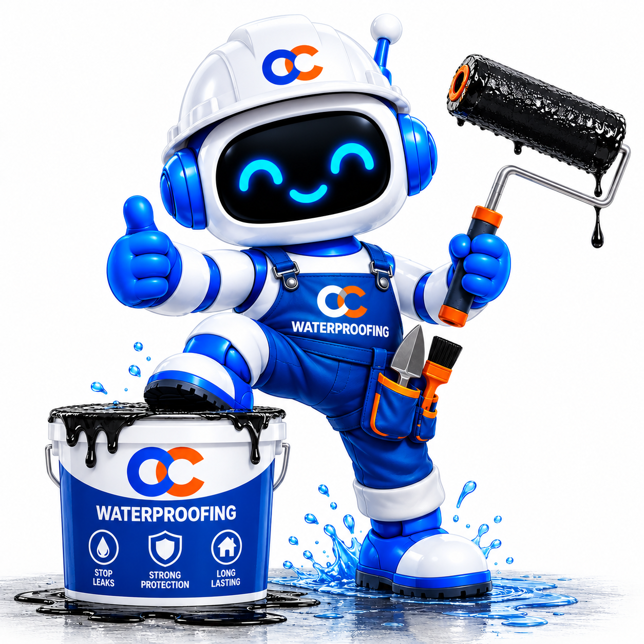 CHEMBO CC Waterproofing robot with blue bucket and roller